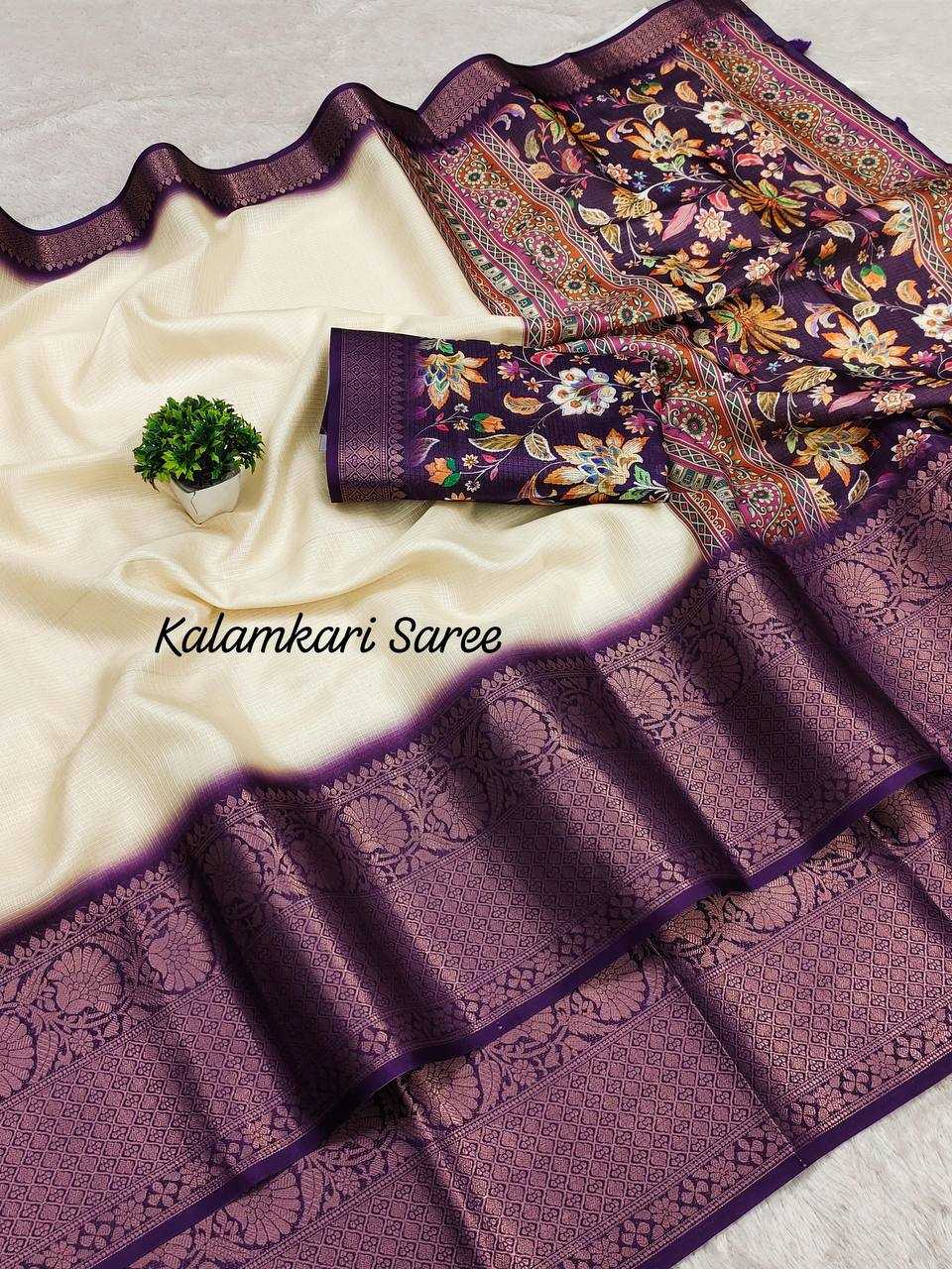 Ynf Banarasi Warm silk RIN124 Warm Kalamkari Addition Sarees Diwali Collections Festive Collections Wholesale Printed Sarees Jacquard Saree Silk Sarees Manufacturer