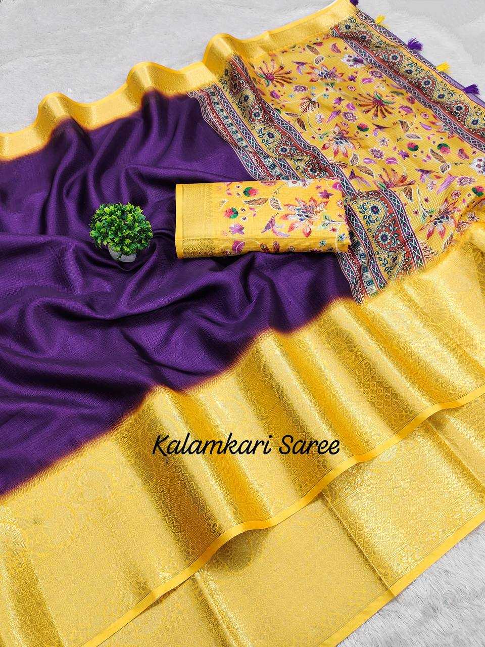 Ynf Banarasi Warm silk RIN124 Warm Kalamkari Addition Sarees Diwali Collections Festive Collections Wholesale Printed Sarees Jacquard Saree Silk Sarees Manufacturer