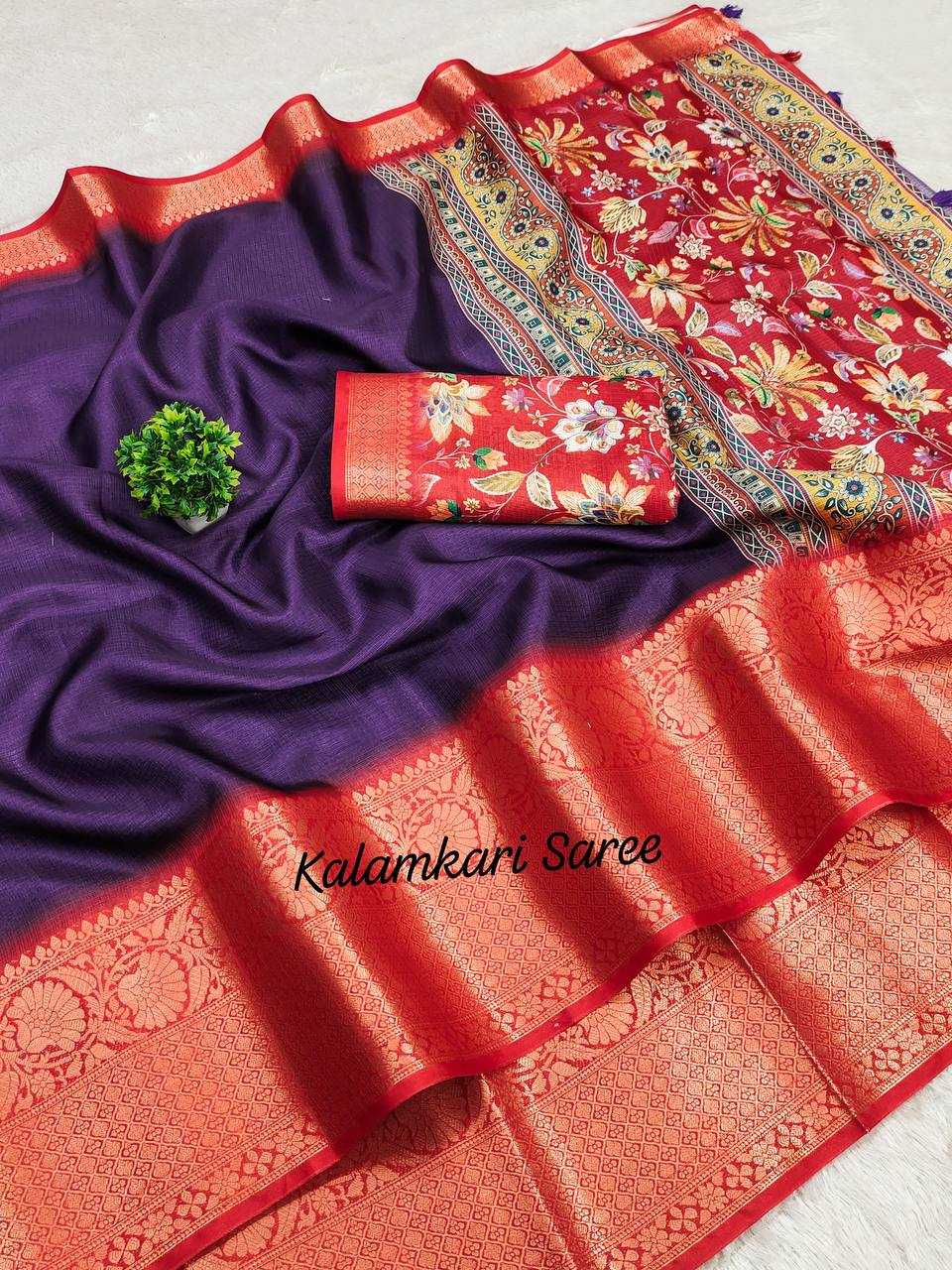 Ynf Banarasi Warm silk RIN124 Warm Kalamkari Addition Sarees Diwali Collections Festive Collections Wholesale Printed Sarees Jacquard Saree Silk Sarees Manufacturer