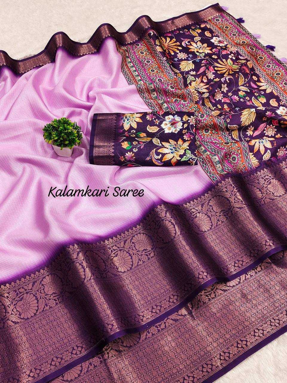 Ynf Banarasi Warm silk RIN124 Warm Kalamkari Addition Sarees Diwali Collections Festive Collections Wholesale Printed Sarees Jacquard Saree Silk Sarees Manufacturer