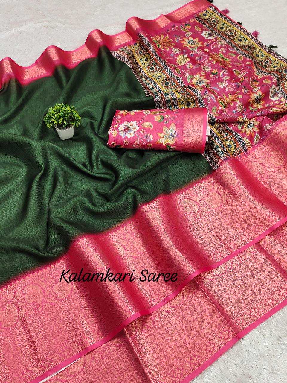 Ynf Banarasi Warm silk RIN124 Warm Kalamkari Addition Sarees Diwali Collections Festive Collections Wholesale Printed Sarees Jacquard Saree Silk Sarees Manufacturer