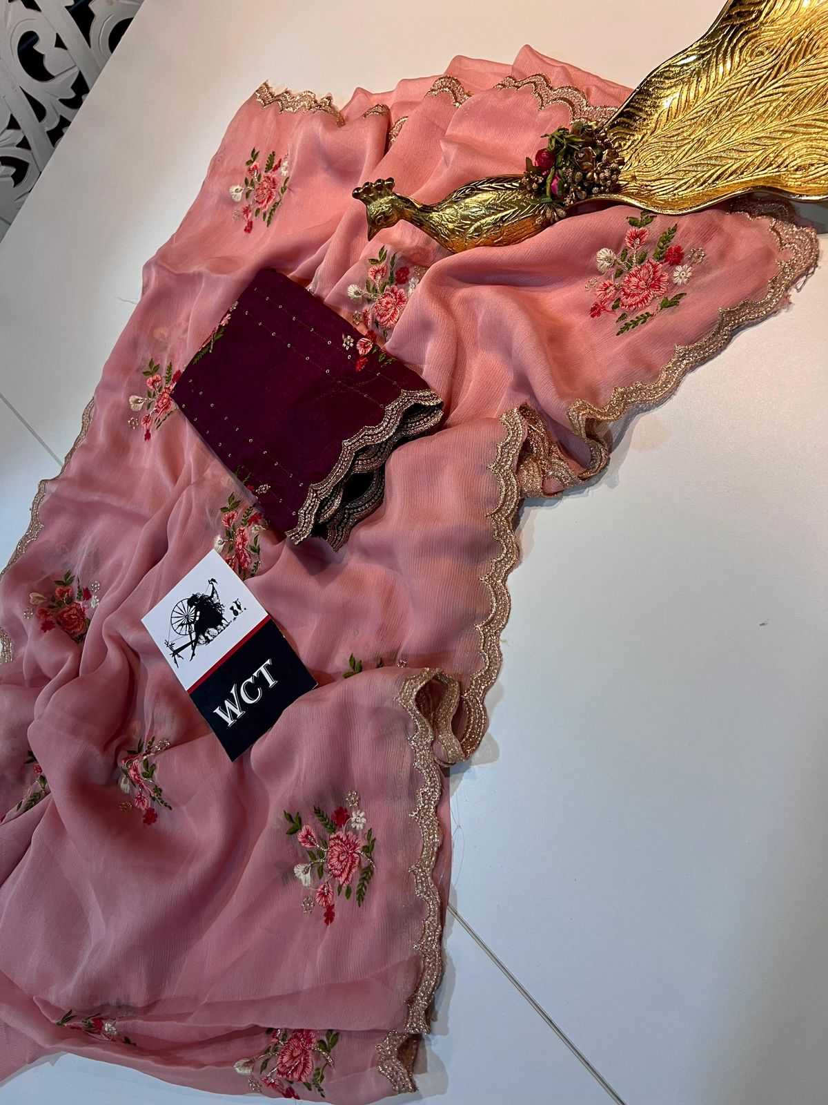 Ynf Chiffon RIN104 APE138 Sarees Wholesale Chiffon Sarees Embroidered Sarees Cutwork Saree Manufacturer