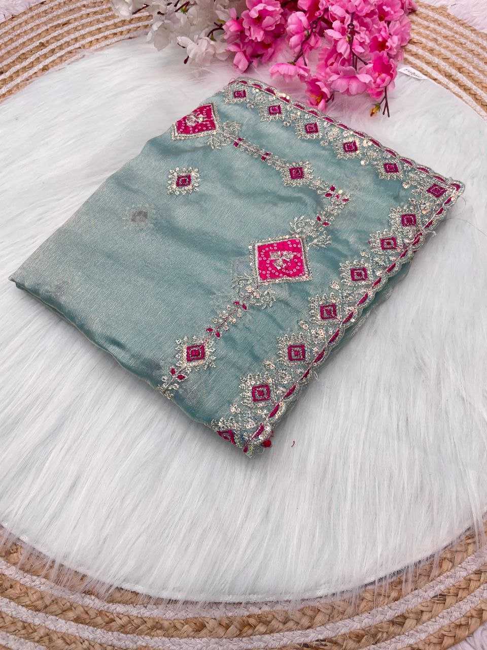 Ynf Chiffon RIN143 530 Sarees Diwali Collections Festive Collections Wholesale Embroidered Sarees Zari Sarees Sarees With Blouse Manufacturer