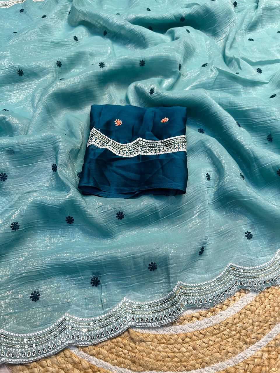 Ynf Chiffon RIN198 RAA05 Sarees Wholesale Chiffon Sarees Embroidered Sarees Sarees With Blouse Manufacturer