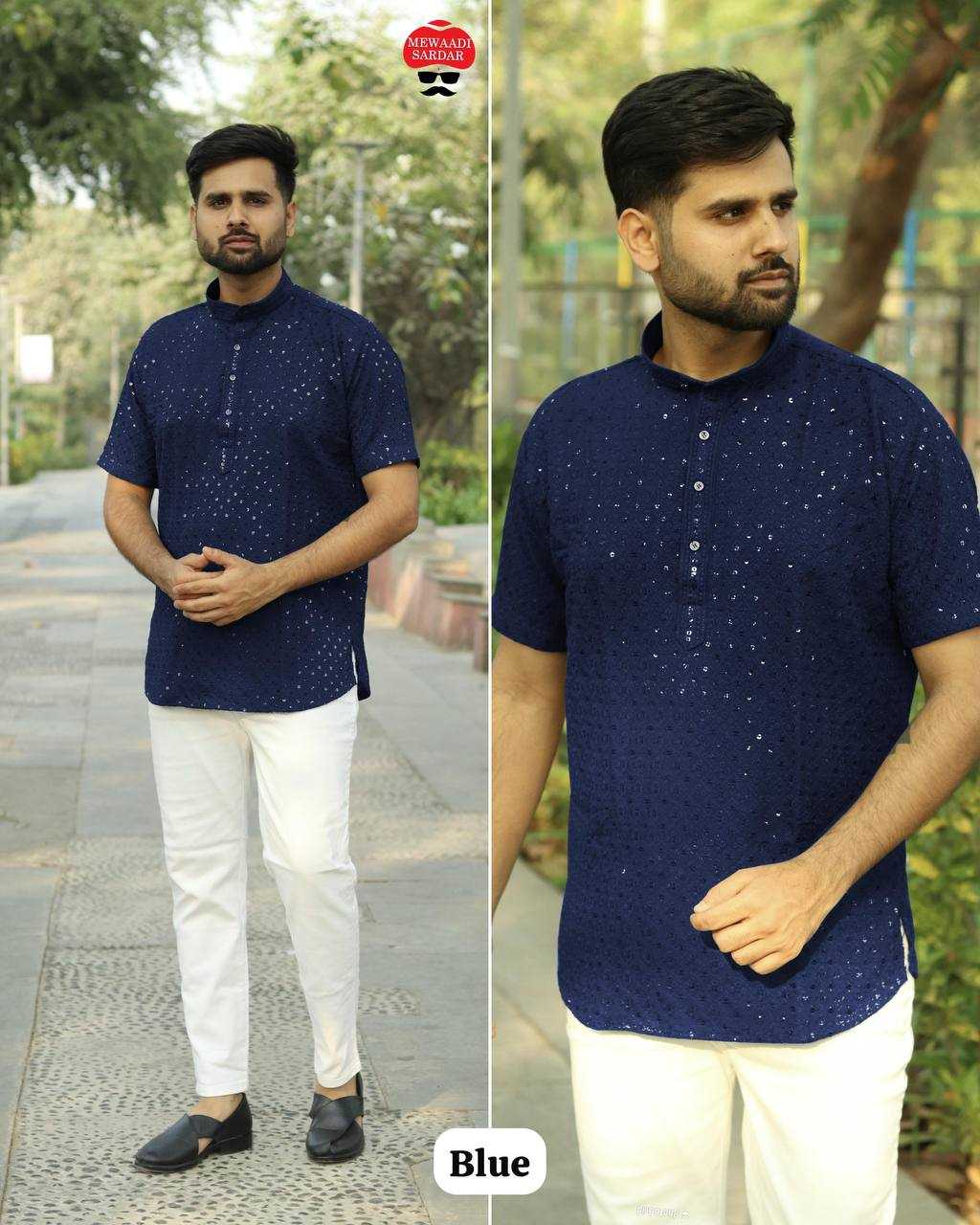 Ynf Chikan RIN125 INL02 Mens Wear Diwali Collections Festive Collections Wholesale Mens Kurtas Men Short Kurta Men Chikan Kurta Manufacturer