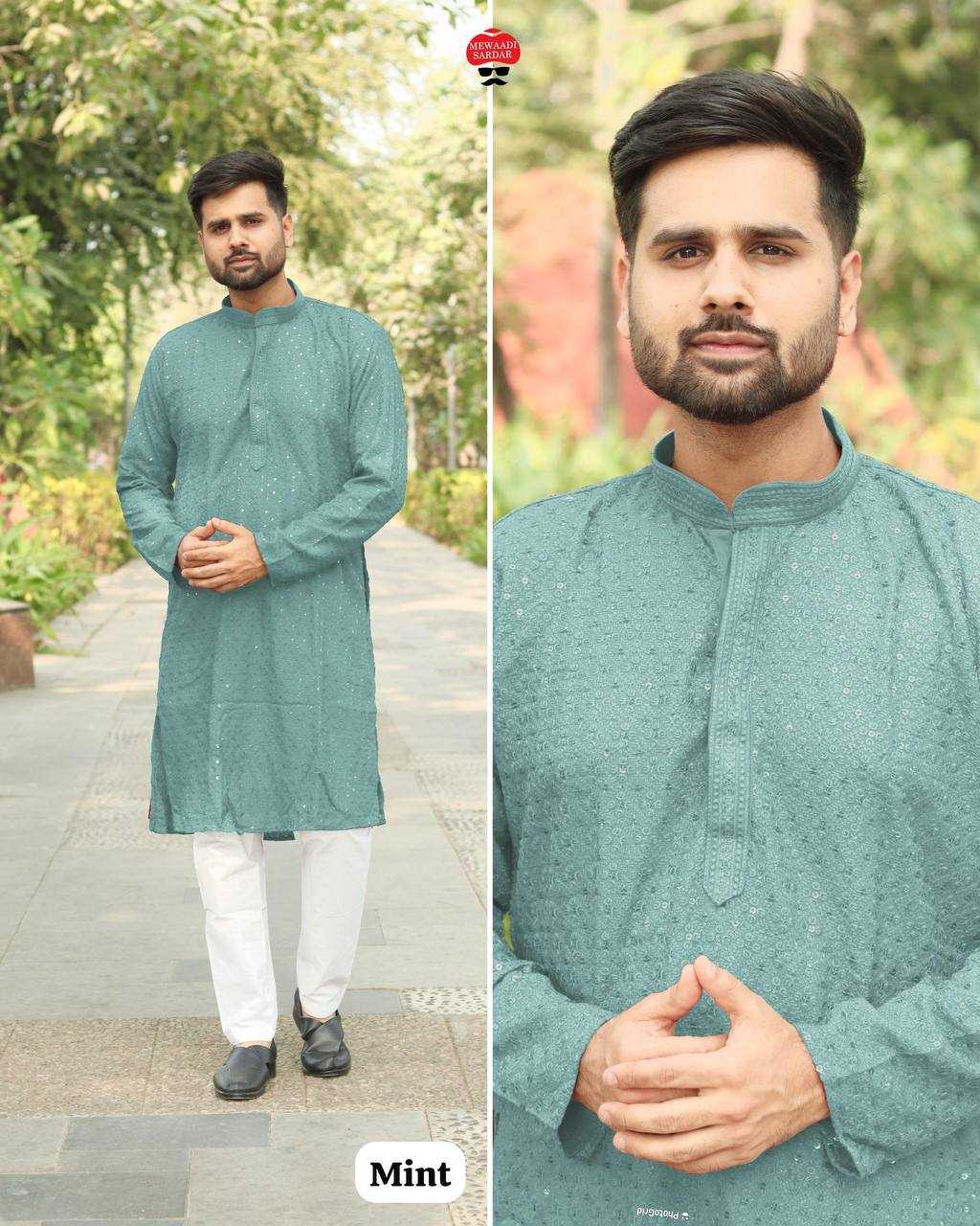 Ynf Chikan RIN125 INL04 Mens Wear Diwali Collections Festive Collections Wholesale Mens Kurtas Mens Kurta Pyjama Men Chikan Kurta Manufacturer