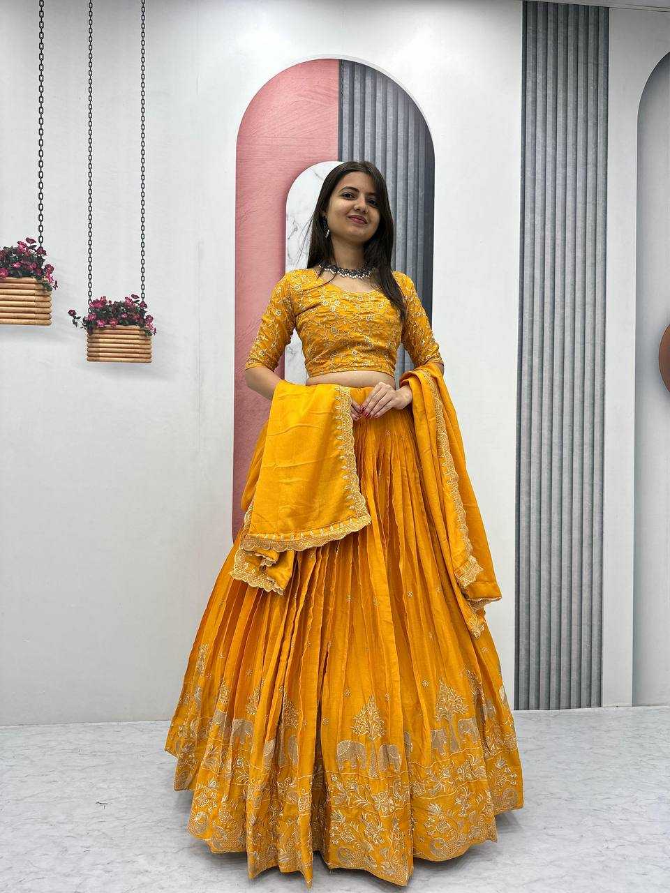 Ynf Chinon KESH120 075 Lehengas Wedding Collections Festive Collections Wholesale Embroidered Lehenga Designer Lehenga Choli Lehenga With Dupatta Manufacturer