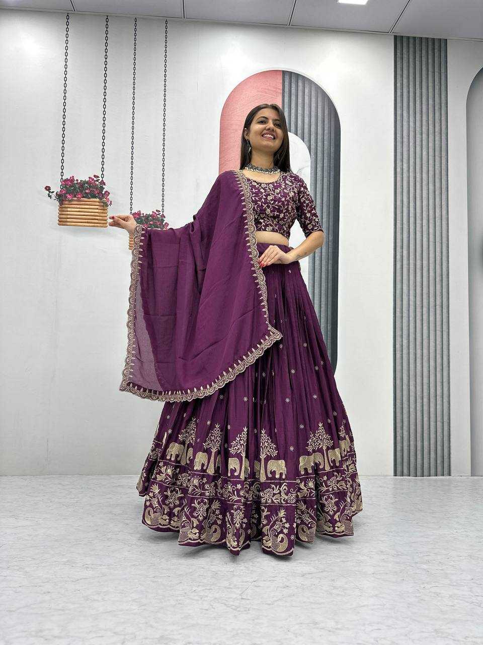 Ynf Chinon KESH120 075 Lehengas Wedding Collections Festive Collections Wholesale Embroidered Lehenga Designer Lehenga Choli Lehenga With Dupatta Manufacturer