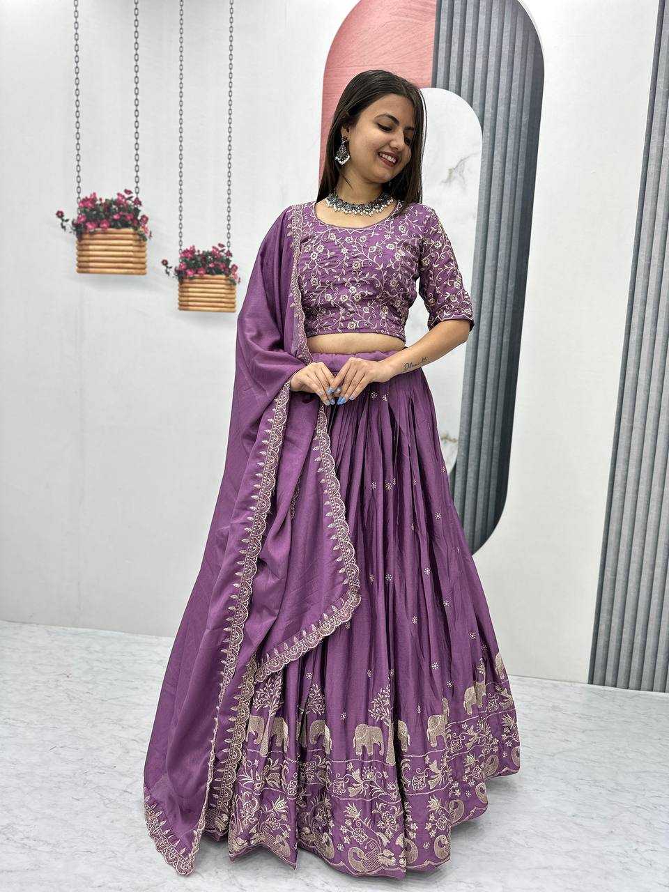 Ynf Chinon KESH130 075 Lehengas Wholesale Embroidered Lehenga Designer Lehenga Choli Thread Work Lehenga Manufacturer