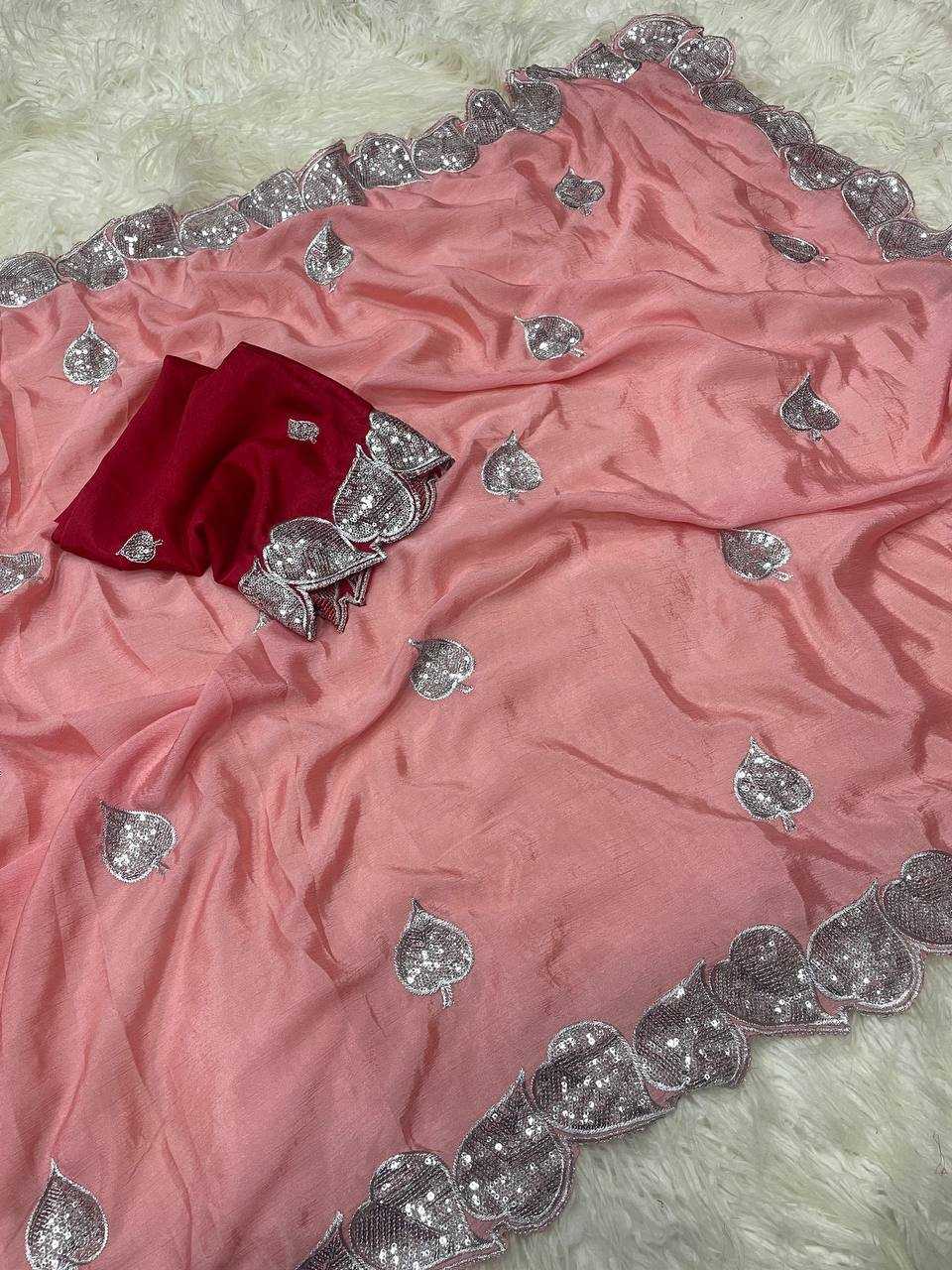 Ynf Chinon RIN124 Epic Leaf Sarees Wedding Collections Festive Collections Wholesale Sequence Sarees Embroidered Sarees Zari Sarees Manufacturer