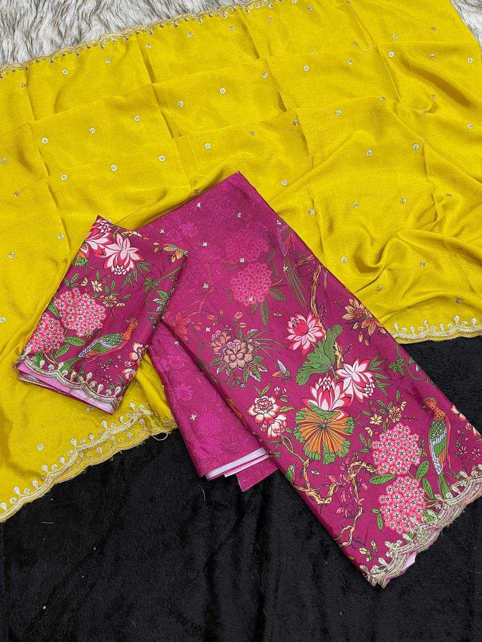 Ynf Chinon RIN124 RIE43 Sarees Wedding Collections Festive Collections Wholesale Embroidered Sarees Kalamkari Sarees Sequins Work Saree Manufacturer