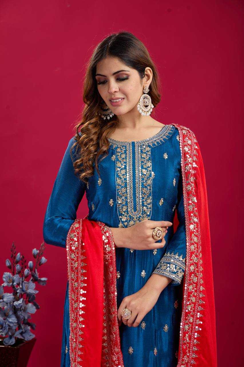 Ynf Chinon Silk KESH123 5140 Suits & Dresses Wedding Collections Festive Collections Wholesale Embroidery Suits Party wear suits Wedding Suits Manufacturer