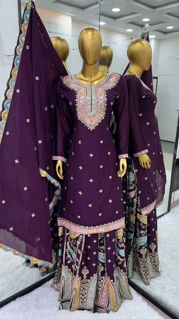 Ynf Chinon Silk KESH128 377 Suits & Dresses Wholesale Sharara Salwar Suits Ladies Silk Suit Party wear suits Manufacturer