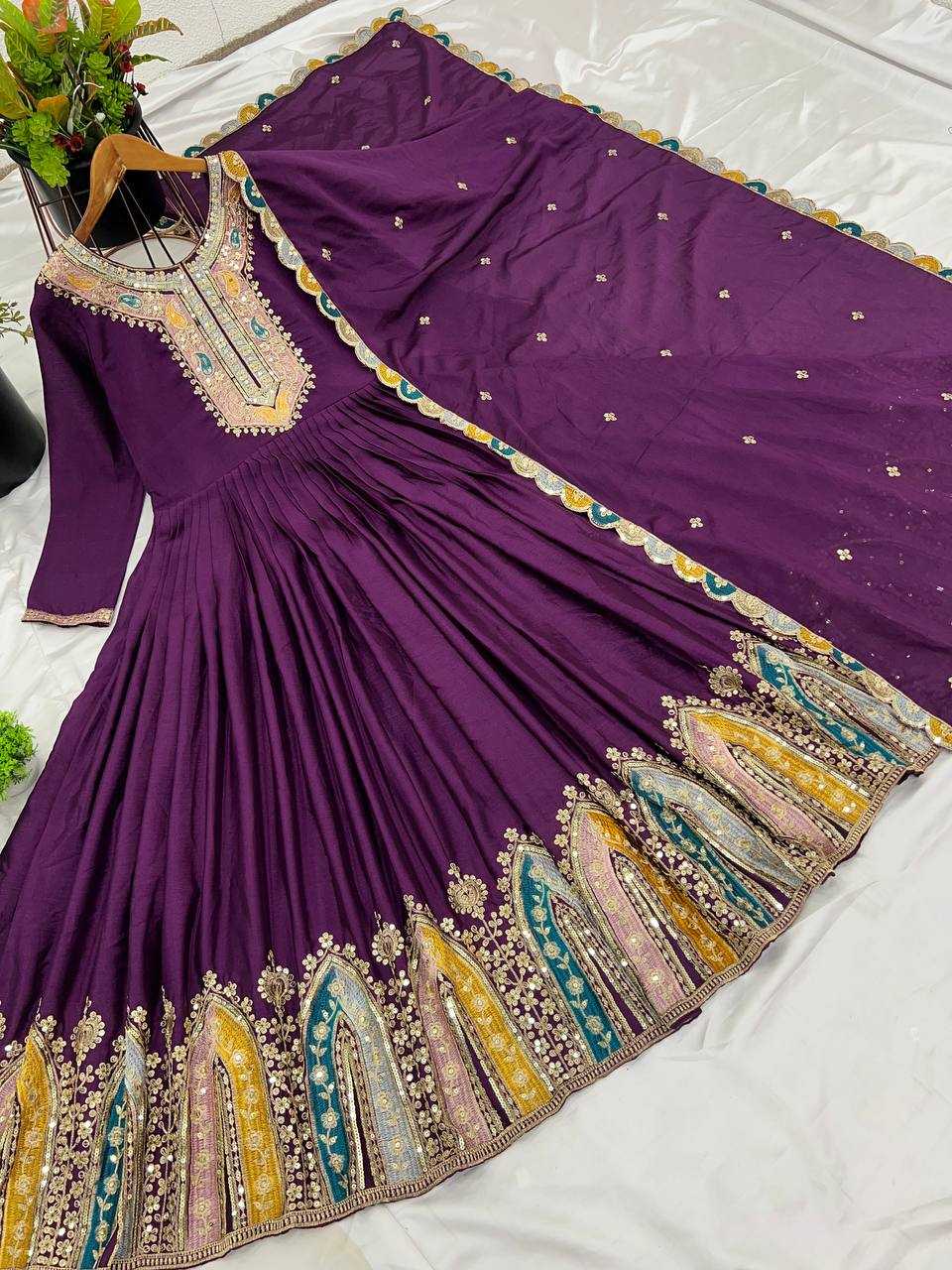 Ynf Chinon Silk KESH128 5002 Suits & Dresses Wedding Collections Festive Collections Wholesale Embroidery Suits Anarkali Suits Party wear suits Manufacturer