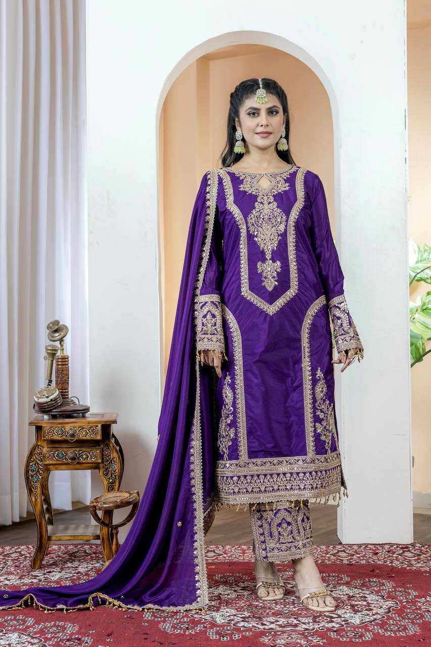 Ynf Chinon Silk KESH141 1041 Suits & Dresses Diwali Collections Festive Collections Wholesale Embroidery Suits Palazzo Suit Ladies Silk Suit Manufacturer