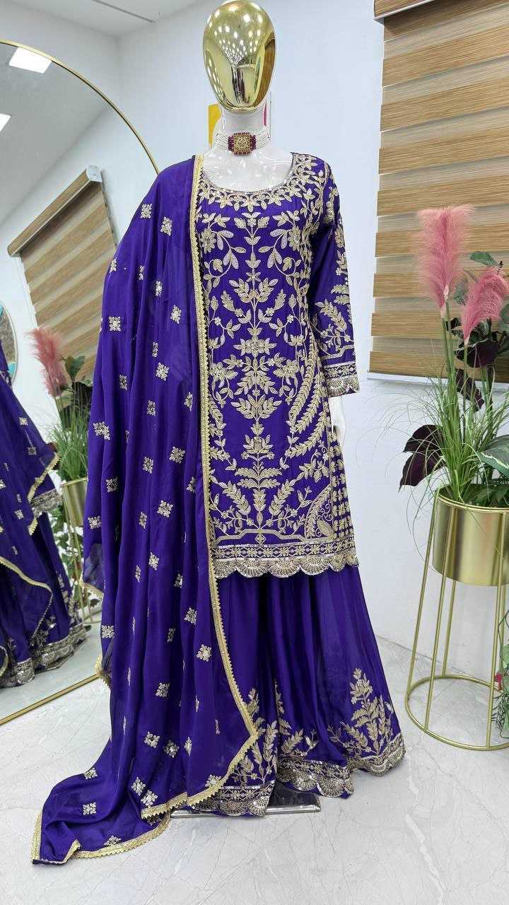 Ynf Chinon Silk KESH158 10091 Suits & Dresses Islamic Clothing Festive Collections Wholesale Sharara Salwar Suits Embroidery Suits Party wear suits Manufacturer