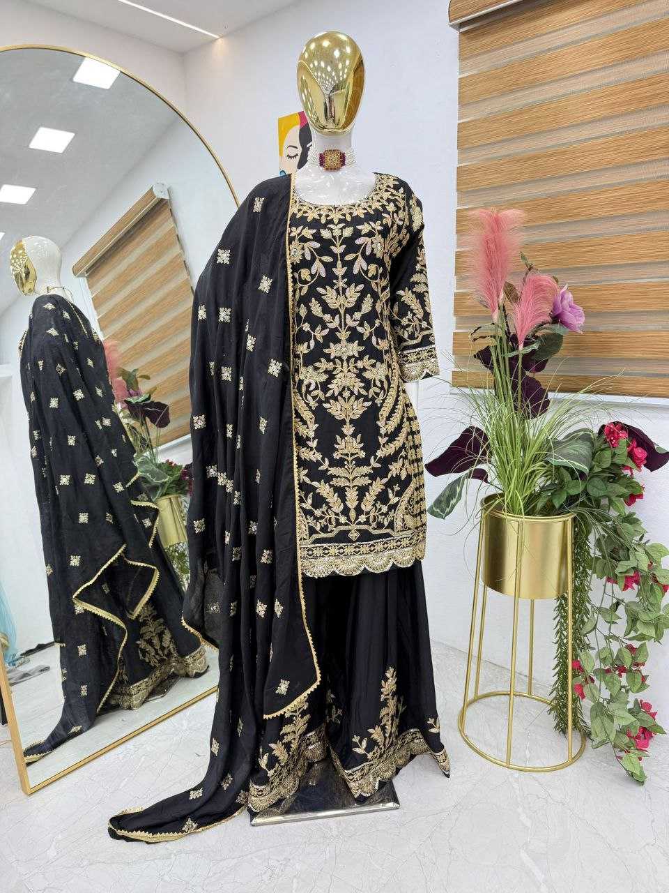 Ynf Chinon Silk KESH158 10091 Suits & Dresses Islamic Clothing Festive Collections Wholesale Sharara Salwar Suits Embroidery Suits Party wear suits Manufacturer