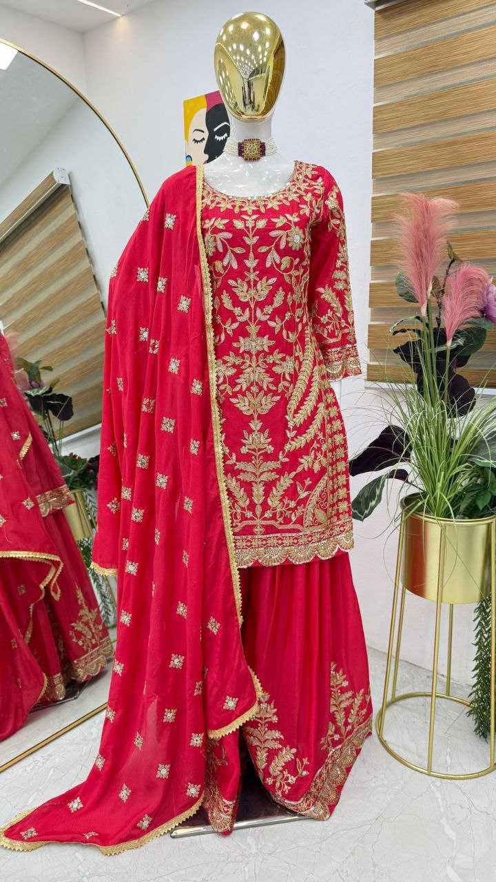 Ynf Chinon Silk KESH158 10091 Suits & Dresses Islamic Clothing Festive Collections Wholesale Sharara Salwar Suits Embroidery Suits Party wear suits Manufacturer