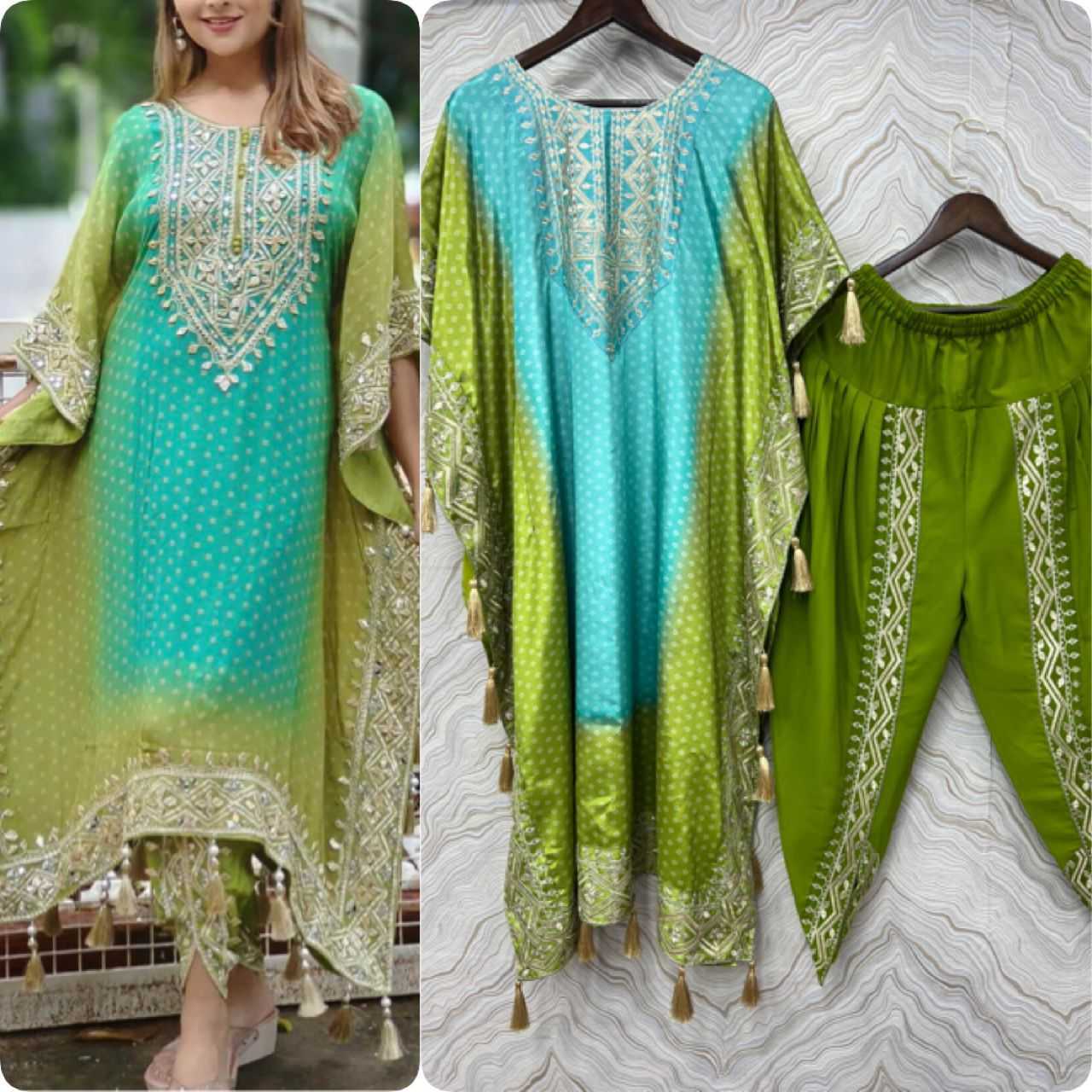 Ynf Chinon Silk KESH438 MF-721 Suits & Dresses Wholesale Embroidery Suits Silk Dresses Kaftan Dresses Manufacturer