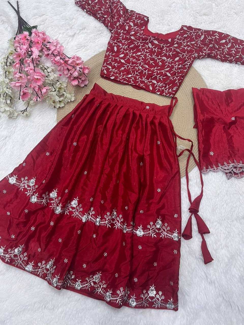 Ynf Chinon Silk RIN115 REF01 Lehengas Kids Wear Festive Collections Wholesale Silk Lehenga Kids Lehenga Choli Baby Girl Lehenga Manufacturer