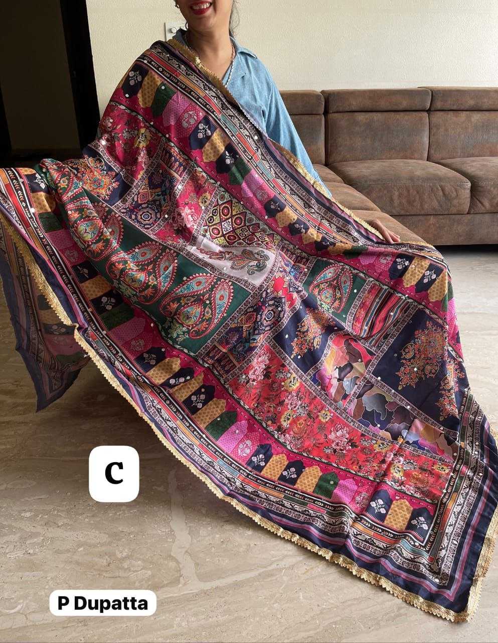 Ynf Chinon Silk RIN146 RMD02 Duppatas Wholesale Gajji Modal Dupattas Ethnic Dupattas Manufacturer