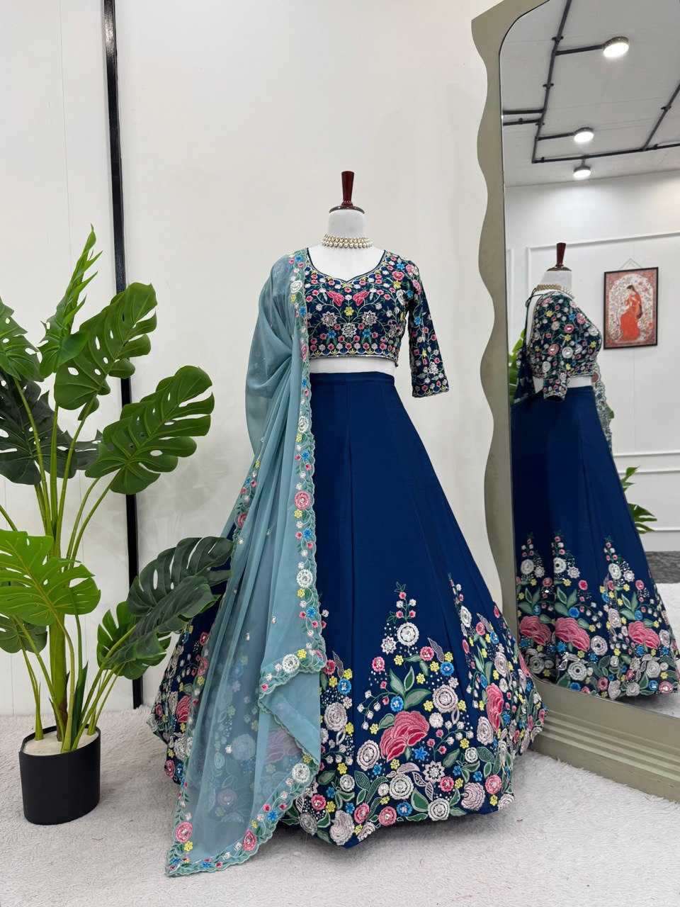 Ynf Chinon Silk RIN162 328 Lehengas Wedding Collections Festive Collections Wholesale Silk Lehenga Thread Work Lehenga Sequins Lehenga Manufacturer