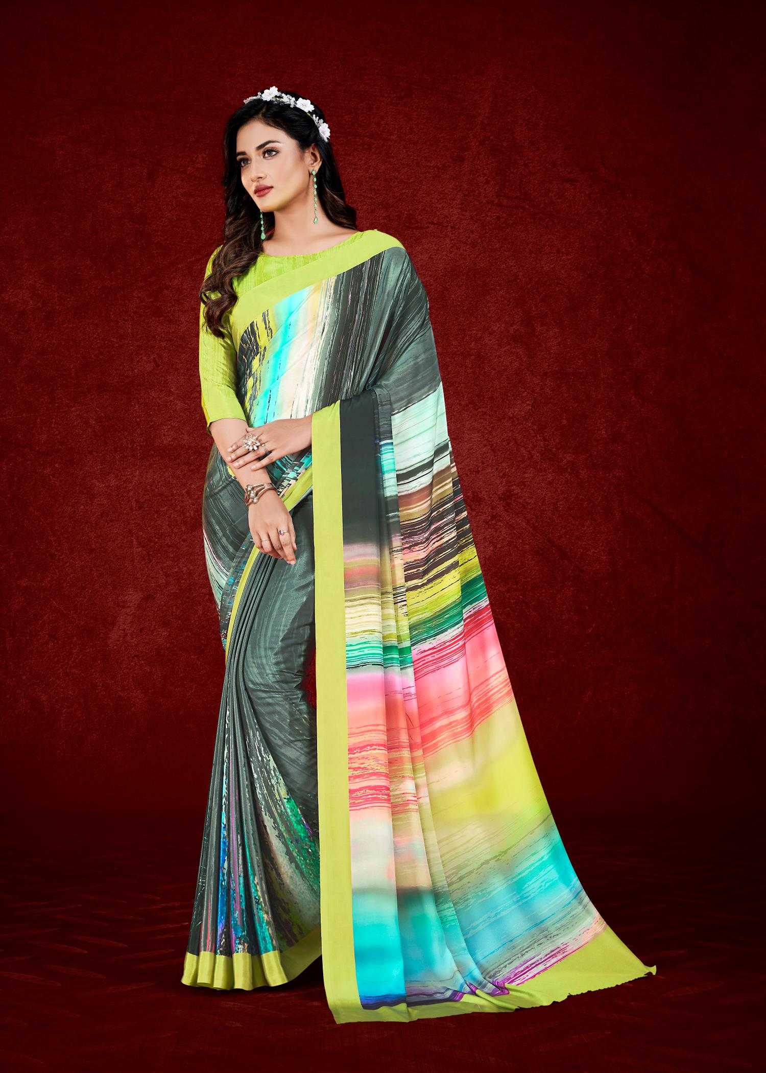 Ynf Crepe KESH113 Espana Sarees Wholesale Designer Sarees Printed Sarees Crape Satin Sarees Manufacturer