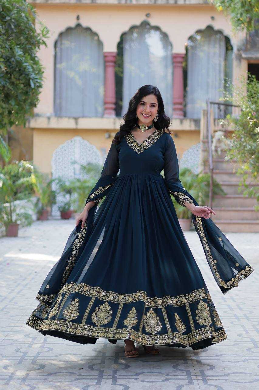 Ynf Faux Blooming RIN132 9217 Gowns Diwali Collections Wedding Collections Wholesale Embroidery Gowns Gown With Dupatta Wedding Outfits Manufacturer