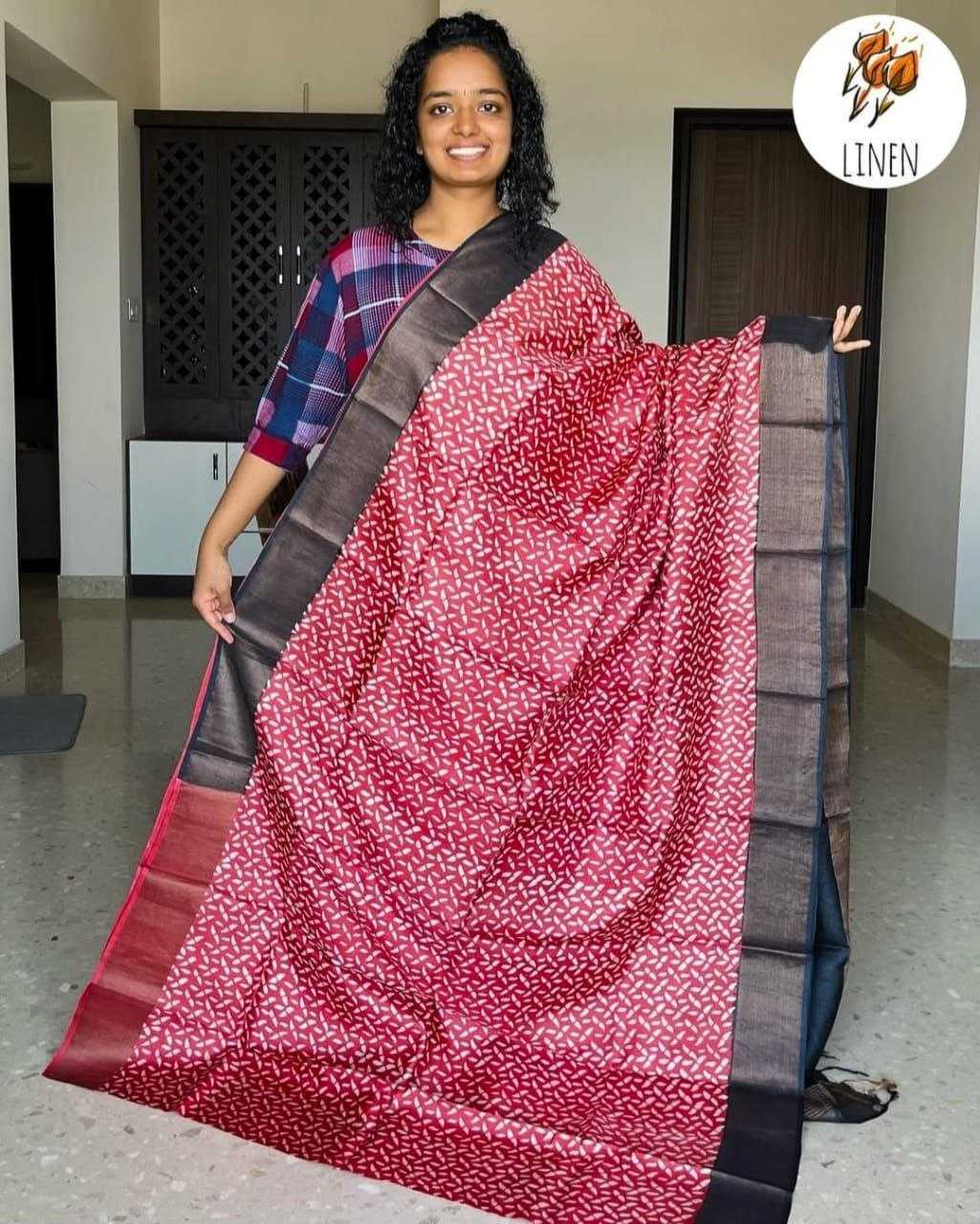 Ynf Linen KESH223 527 Sarees Wholesale Ladies Sarees Zari Border Sarees Printed Cotton Saree Manufacturer