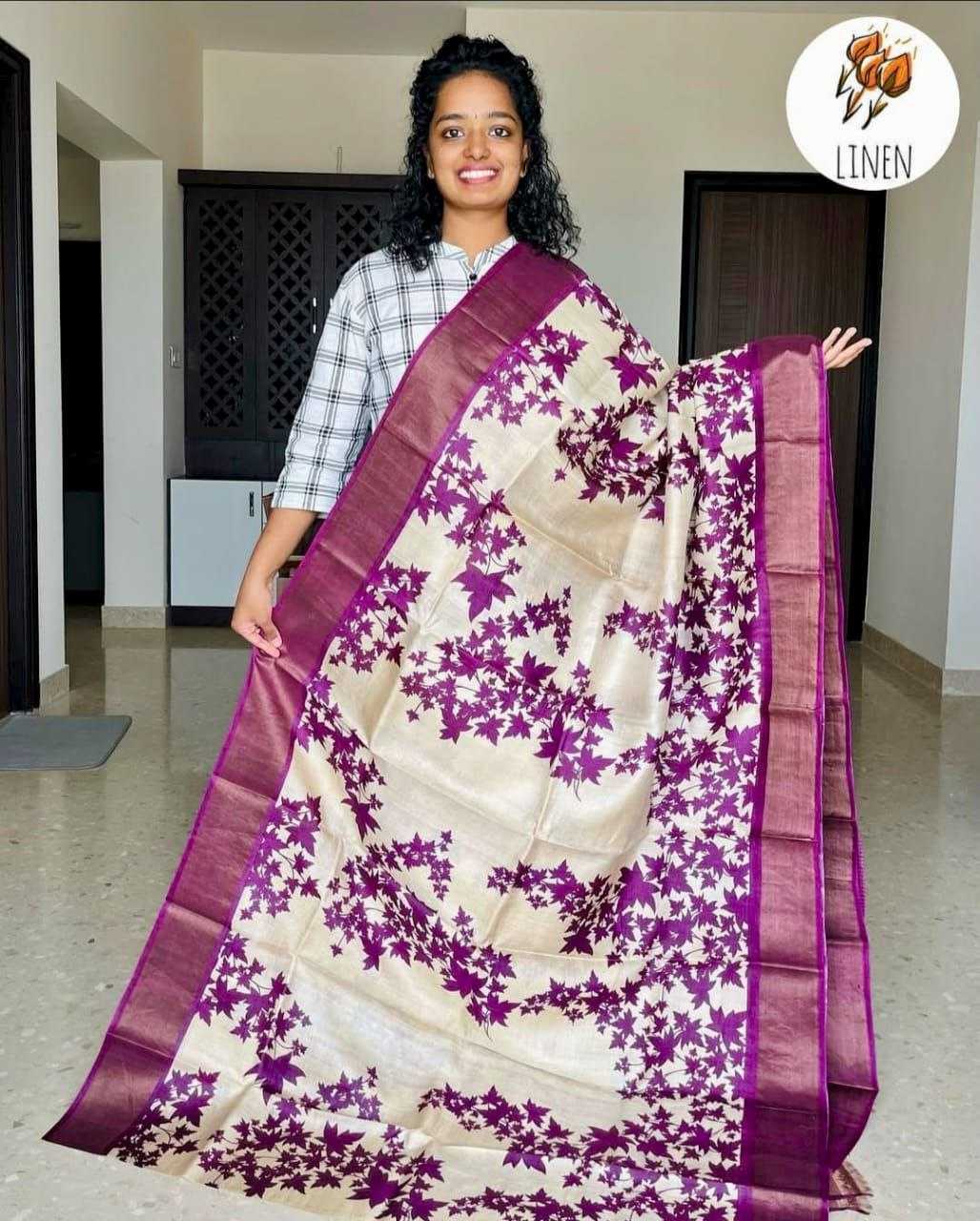 Ynf Linen KESH223 527 Sarees Wholesale Ladies Sarees Zari Border Sarees Printed Cotton Saree Manufacturer