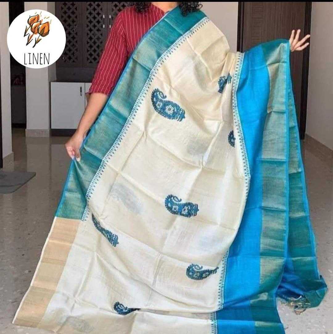 Ynf Linen KESH242 MG532 Sarees Wholesale Printed Sarees Zari Border Sarees Linen Sarees Manufacturer