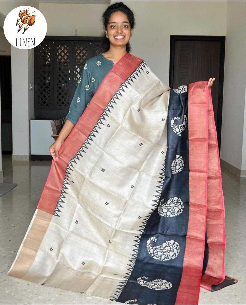 Ynf Linen KESH242 MG532 Sarees Wholesale Printed Sarees Zari Border Sarees Linen Sarees Manufacturer