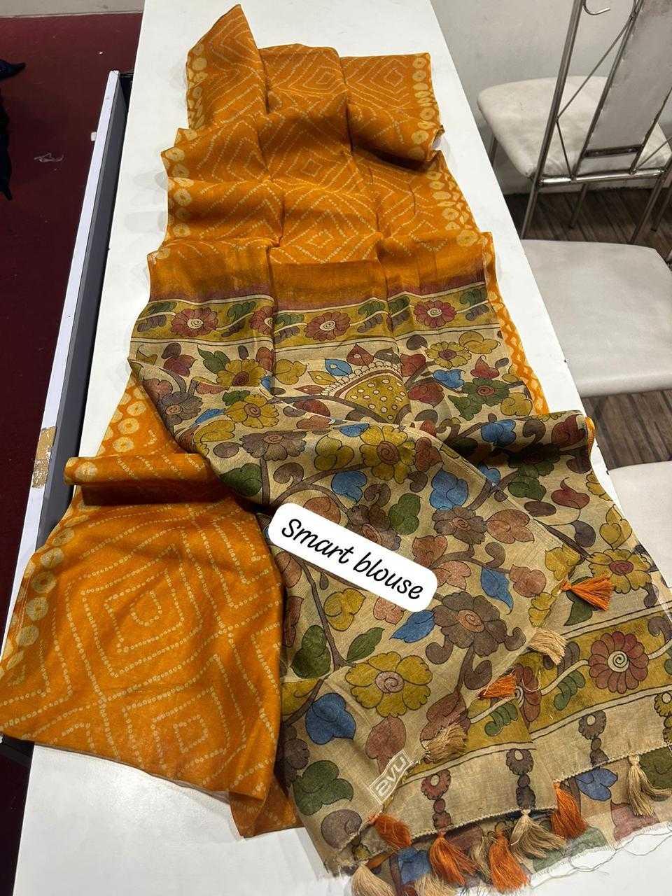 Ynf Linen RIN101 ANT17 Sarees Durga Pooja Sarees Festive Collections Wholesale Printed Sarees Kalamkari Sarees Linen Sarees Manufacturer