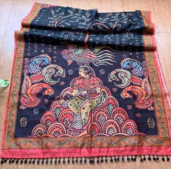 Ynf Linen RIN101 ANT65 Sarees Wedding Collections Karwa Chauth Sarees Wholesale Printed Sarees Kalamkari Sarees Linen Sarees Manufacturer