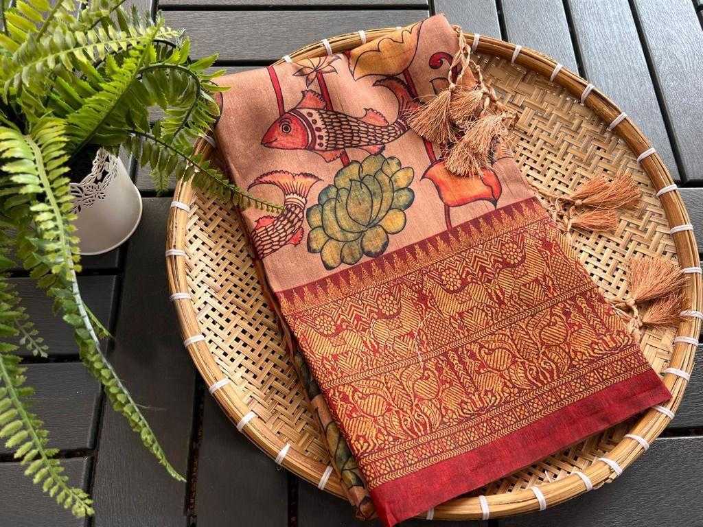 Ynf Linen KESH101 ANT69 Sarees Durga Pooja Sarees Festive Collections Wholesale Printed Sarees Kalamkari Sarees Linen Sarees Manufacturer