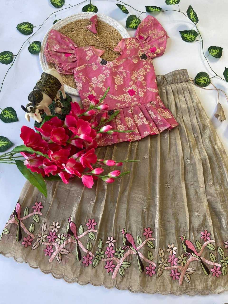 Ynf Nylon RIN115 REF04 Lehengas Kids Wear Festive Collections Wholesale Silk Lehenga Embroidered Lehenga Kids Silk Dress Manufacturer