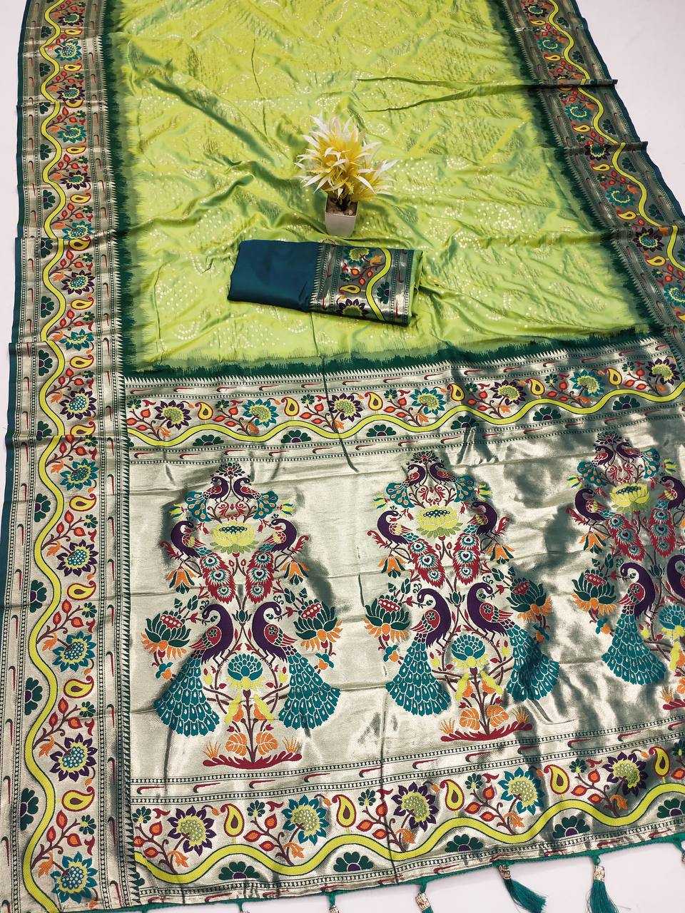 Ynf Paithani Silk RIN150 Bandhani Paithani Silk Sarees Wholesale Paithani Sarees Printed Silk Saree Party Wear Silk Sarees Manufacturer