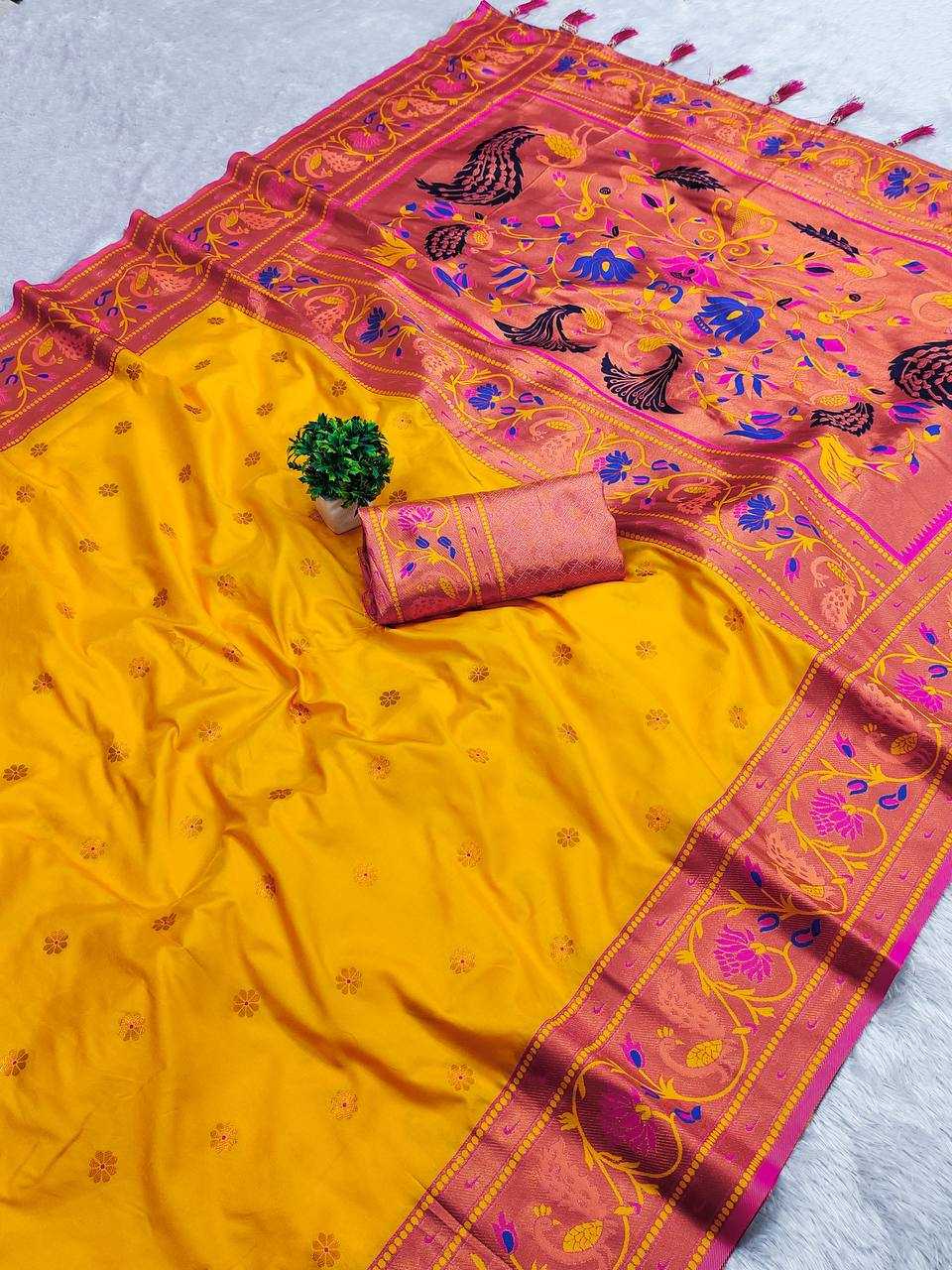 Ynf Paithani Silk RIN150 Coin Paithani Silk Sarees Wholesale Paithani Sarees Heavy Silk Sarees Zari Border Silk Sarees Manufacturer