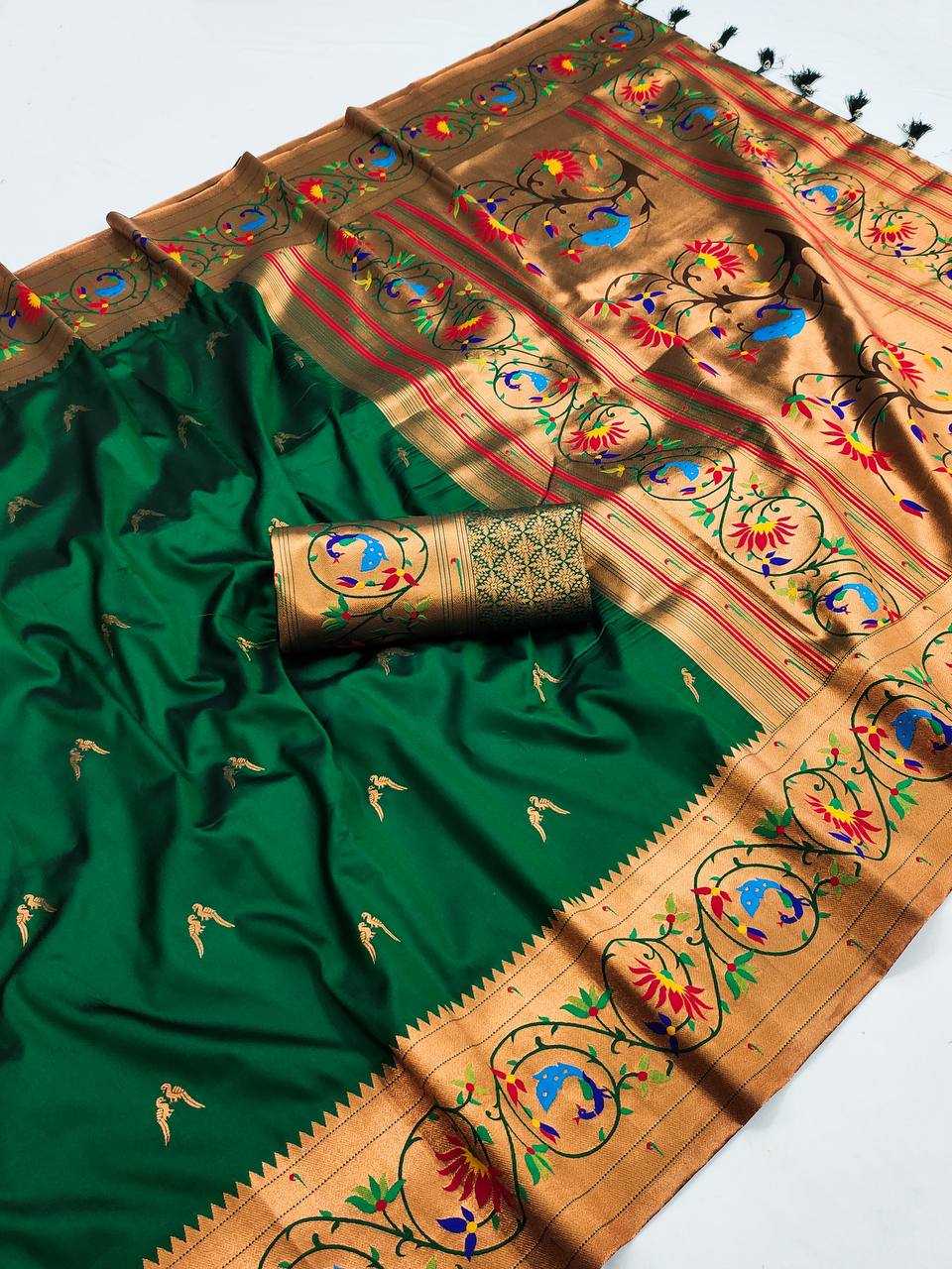 Ynf Paithani Silk RIN150 Harmony Paithani-2 Silk Sarees Wholesale Paithani Sarees Heavy Silk Sarees Zari Border Silk Sarees Manufacturer