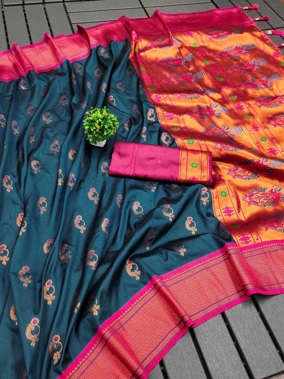 Ynf Paithani Silk RIN150 Nath Paithani -2 Silk Sarees Wholesale Paithani Sarees Heavy Silk Sarees Zari Border Silk Sarees Manufacturer