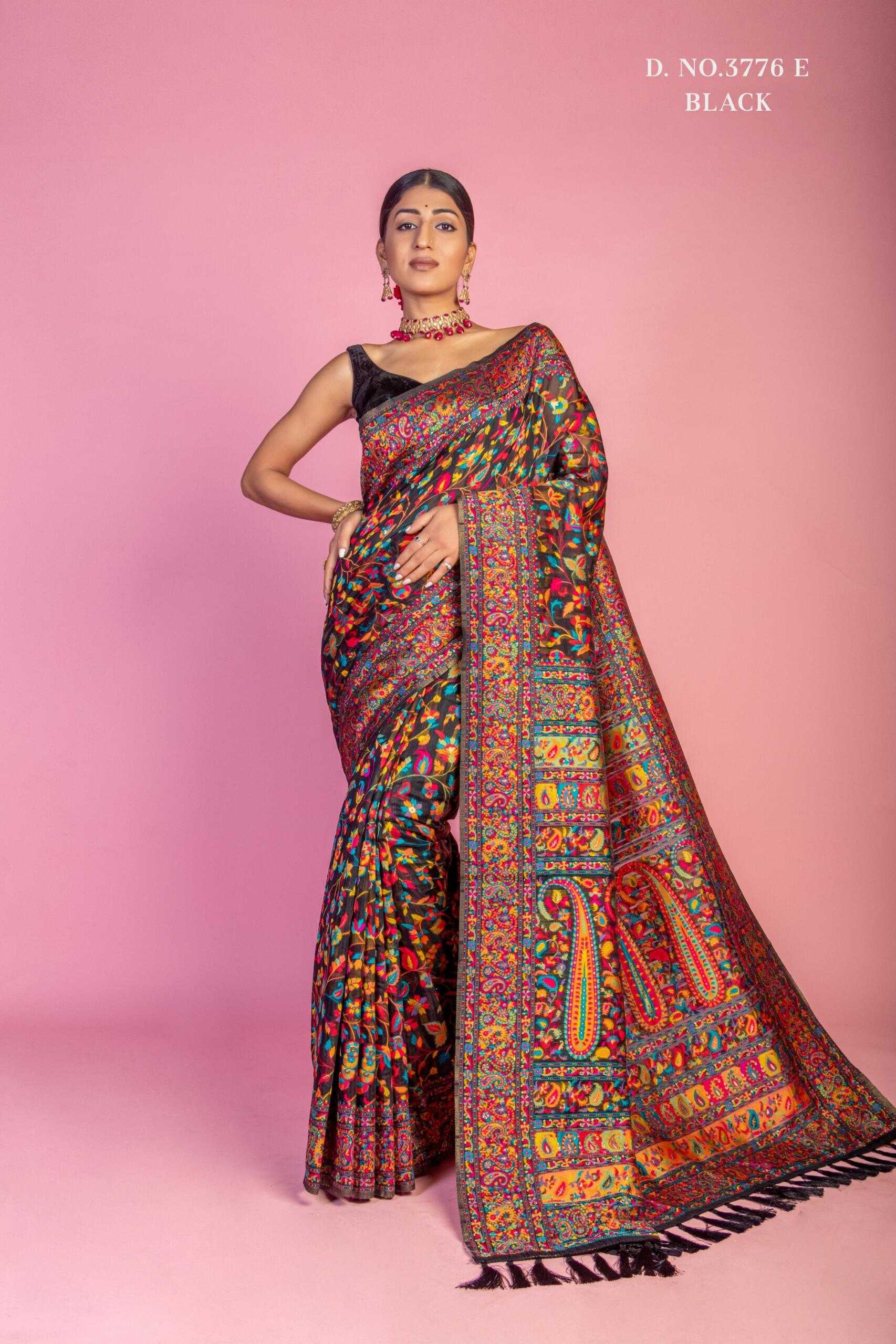 Ynf Pashmina KESH113 Aardhya Vol -8 Sarees Wholesale Hand Work Sarees Kashmiri Sarees Festive Sarees Manufacturer