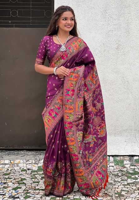 Ynf Pashmina RIN116 REW28 Silk Sarees Wholesale Designer Silk Sarees Zari Border Silk Sarees Kalamkari Silk Sarees Manufacturer