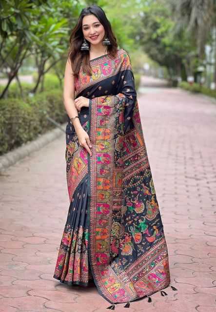 Ynf Pashmina RIN116 REW28 Silk Sarees Wholesale Designer Silk Sarees Zari Border Silk Sarees Kalamkari Silk Sarees Manufacturer