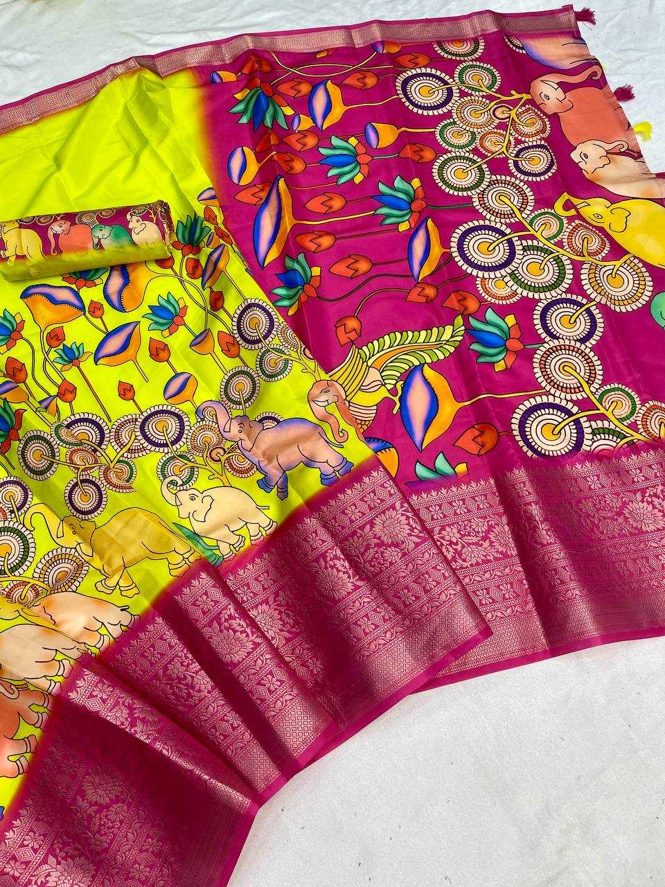 Ynf Pure Silk RIN124 Kalamkari Elephant Silk-2 Silk Sarees Wedding Collections Festive Collections Wholesale Printed Silk Saree Pure Silk Sarees Kalamkari Silk Sarees Manufacturer