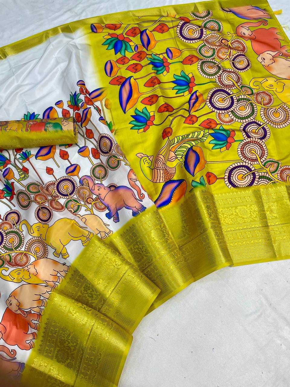 Ynf Pure Silk RIN124 Kalamkari Elephant Silk-2 Silk Sarees Wedding Collections Festive Collections Wholesale Printed Silk Saree Pure Silk Sarees Kalamkari Silk Sarees Manufacturer