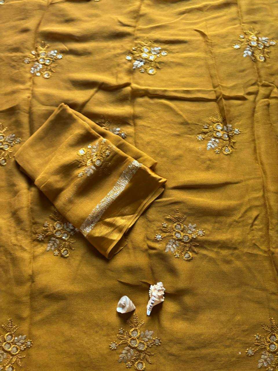 Ynf Pure Viscos RIN124 Viscose Flower Butta Sarees Wedding Collections Festive Collections Wholesale Georgette Sarees Viscose Saree Festive Sarees Manufacturer