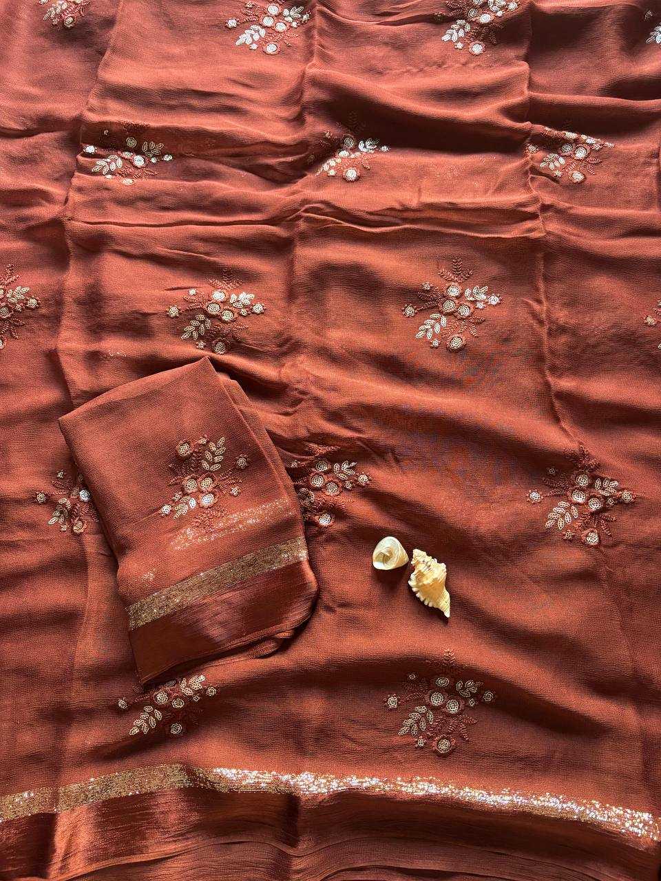 Ynf Pure Viscos RIN124 Viscose Flower Butta Sarees Wedding Collections Festive Collections Wholesale Georgette Sarees Viscose Saree Festive Sarees Manufacturer