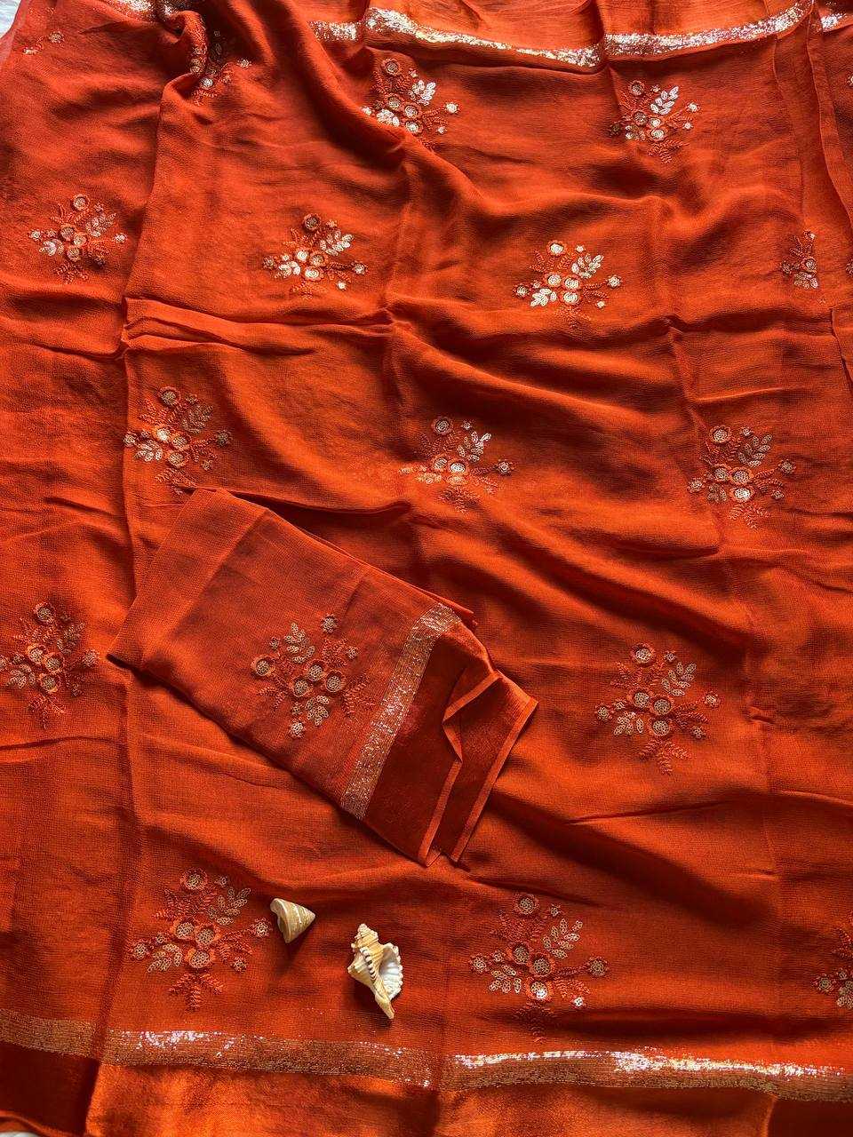 Ynf Pure Viscos RIN124 Viscose Flower Butta Sarees Wedding Collections Festive Collections Wholesale Georgette Sarees Viscose Saree Festive Sarees Manufacturer