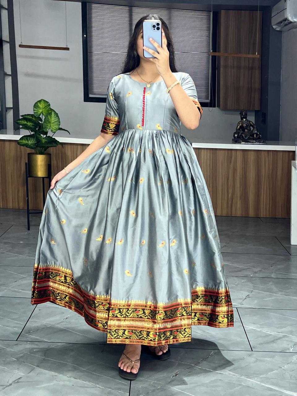 Ynf Silk Cotton RIN119 6032 Gowns Wedding Collections Festive Collections Wholesale Long Gowns Designer Gowns Silk Gowns Manufacturer