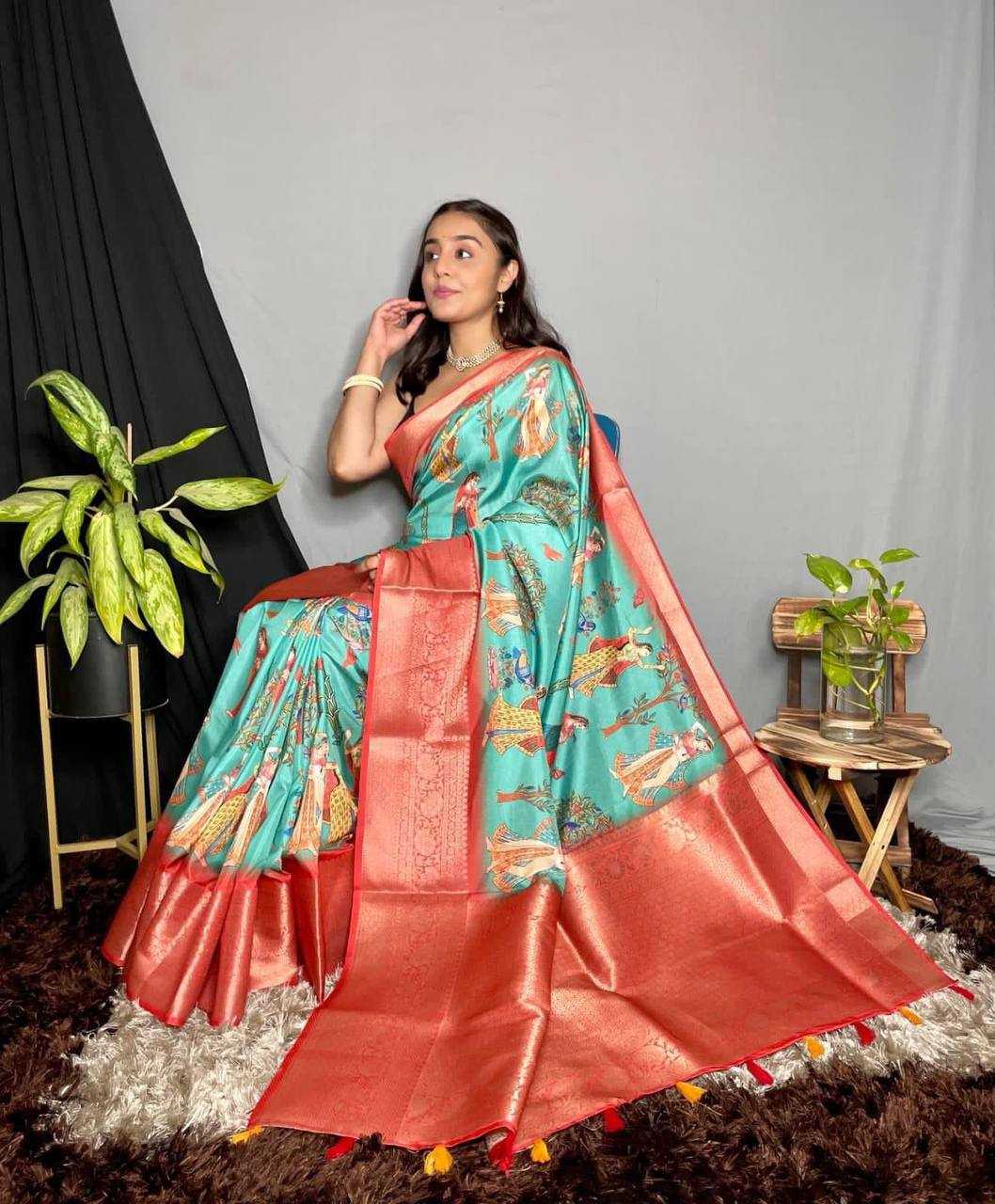 Ynf Soft Dola RIN124 Dola richpallu Sarees Wedding Collections Festive Collections Wholesale Printed Sarees Kalamkari Sarees Zari Border Sarees Manufacturer